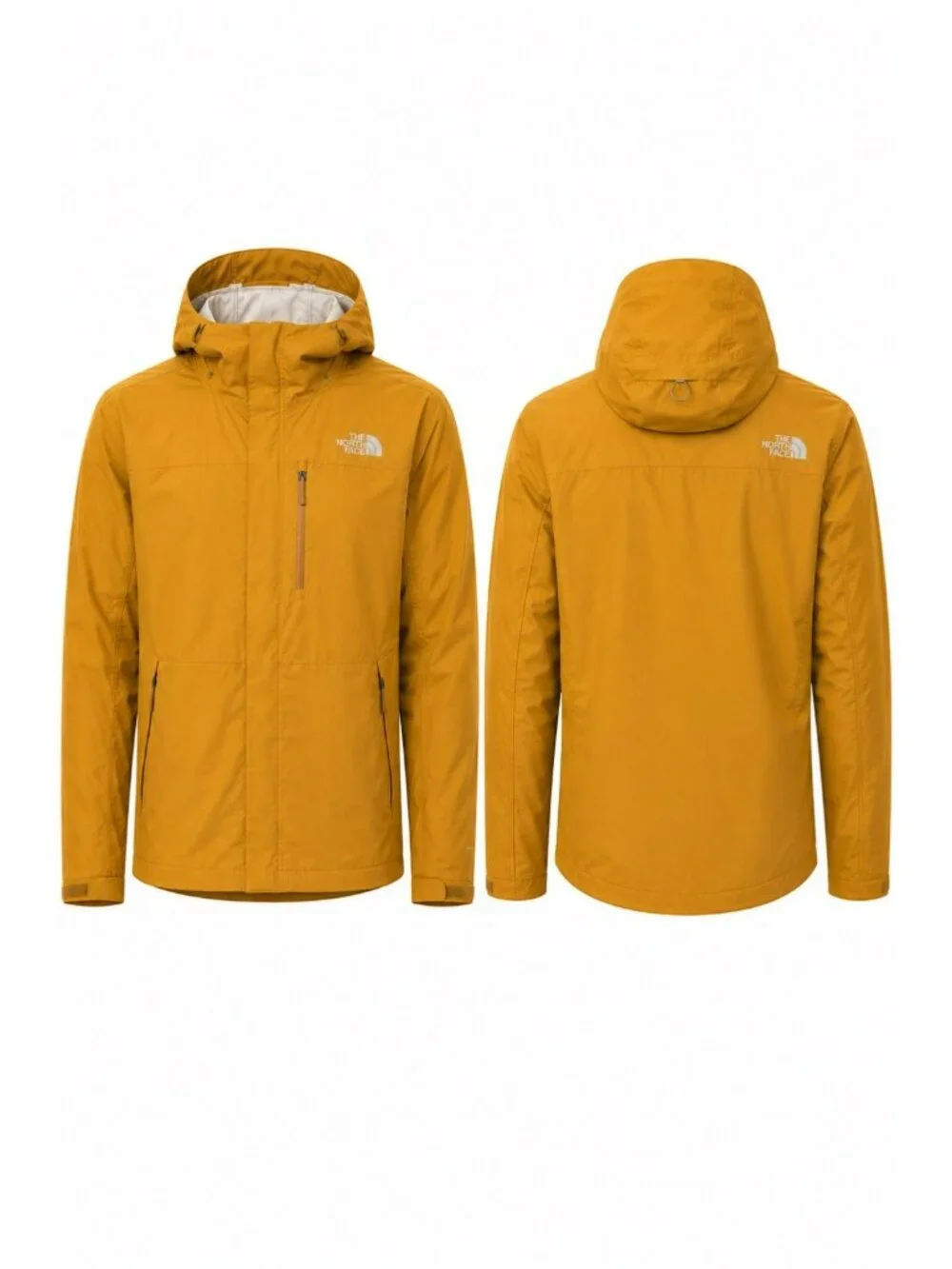 North Face Future Light Mens Medium Hooded Jacket Mustard Waterproof Lightweight